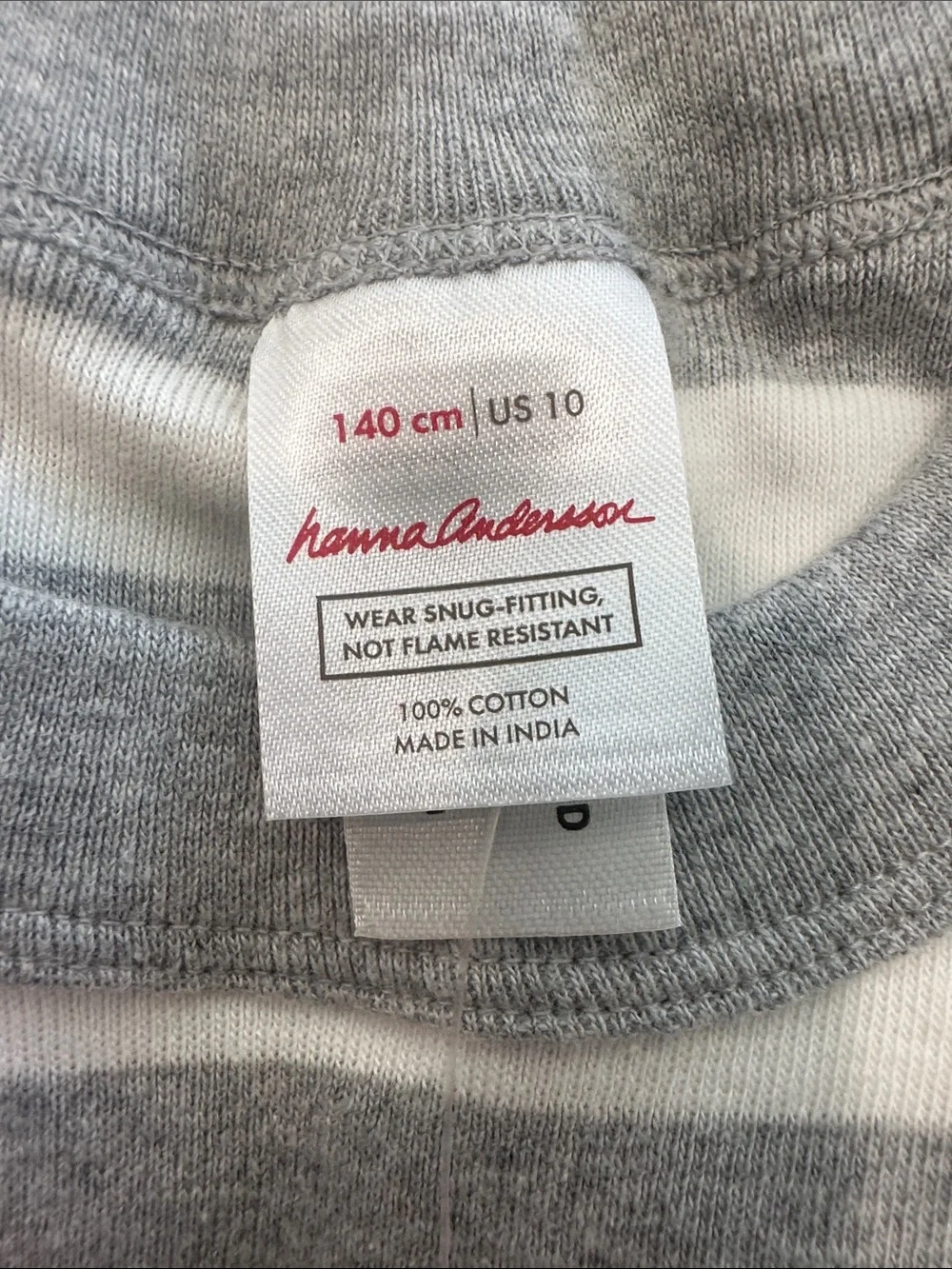 Hanna Andersson Gray White Striped HannaJams Pajama Set Size 10 Boys Girls NWT